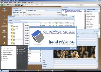 Windows-Feeling im Web-Browser: Der einzigartige cmsWorks 2.2 Redaktions-Desktop jetzt mit praktischen Workgroup-Funktionen.